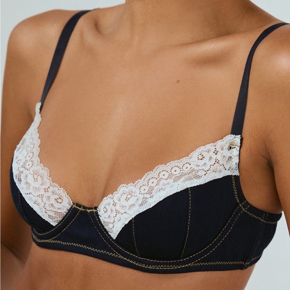 Sexy Summer Urban Denim and Lace Bra - Picture 2 of 6